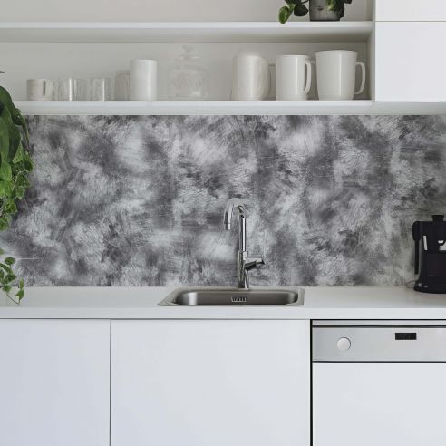Crédence adhésive effet béton brossé gris
