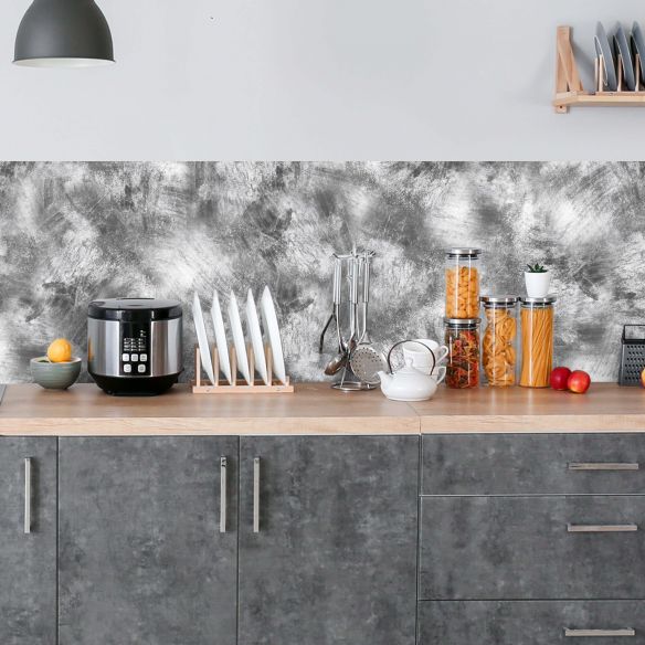Crédence adhésive effet béton brossé gris