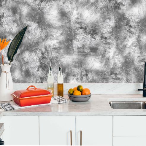 Crédence adhésive effet béton brossé gris