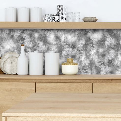 Crédence adhésive effet béton brossé gris