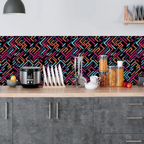 Crédence adhésive design multicolore