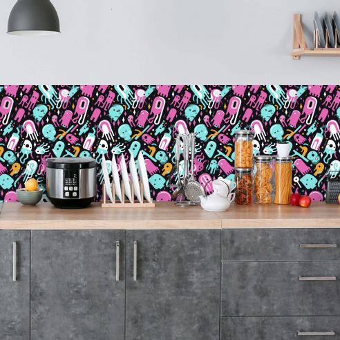 Crédence adhésive déco fun multicolore