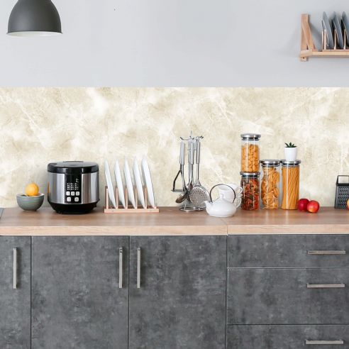 Crédence adhésive effet marbre ocre clair