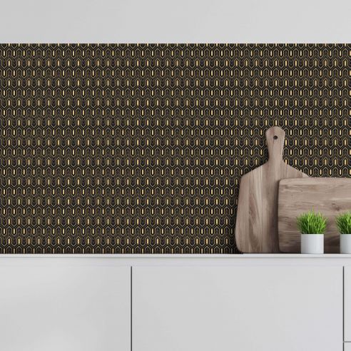 Crédence adhésive art déco noir à motifs
