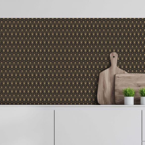 Crédence adhésive art déco noir à motifs