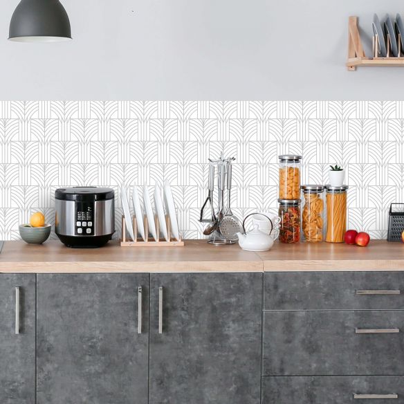 Crédence adhésive déco design blanc et gris