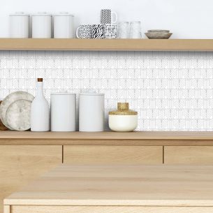Crédence adhésive déco design blanc et gris