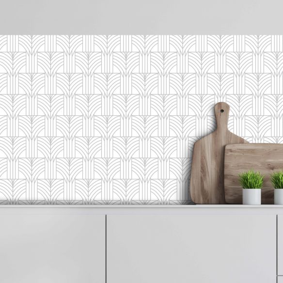 Crédence adhésive déco design blanc et gris