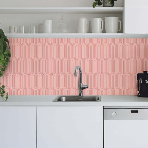 Crédence adhésive art déco saumon