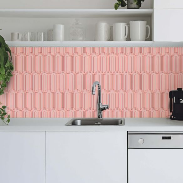 Crédence adhésive art déco saumon