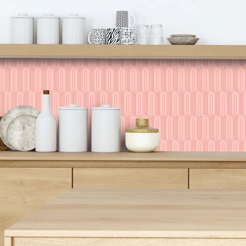 Crédence adhésive art déco saumon