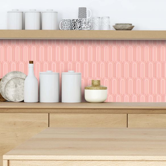 Crédence adhésive art déco saumon