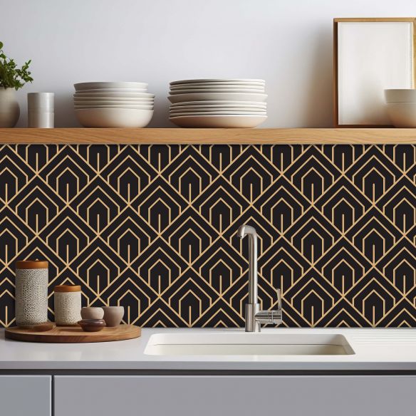 Crédence adhésive art déco motifs géométriques