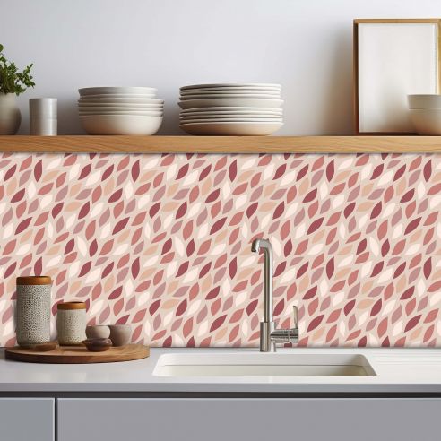 Crédence adhésive feuillage terracotta