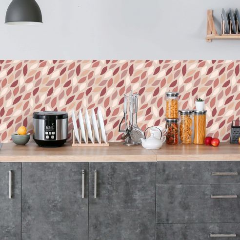 Crédence adhésive feuillage terracotta