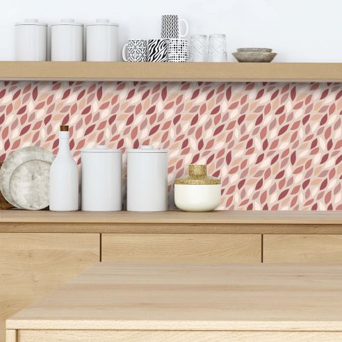 Crédence adhésive feuillage terracotta