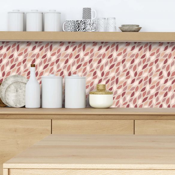 Crédence adhésive feuillage terracotta