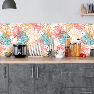 Crédence adhésive feuillage tropical coloré 2