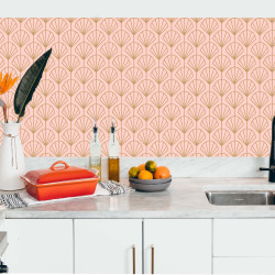 Crédence adhésive art déco motifs coquillages