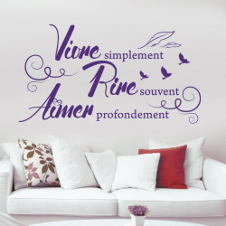 Sticker Vivre simplement rire souvent aimer profondement