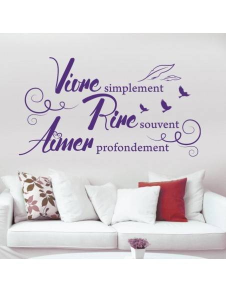 Sticker Vivre simplement rire souvent aimer profondement