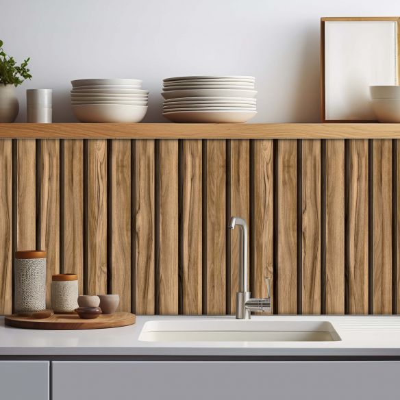 Crédence adhésive imitation tasseaux bois 002