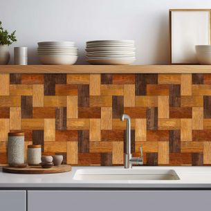 Crédence adhésive effet parquet bois 001