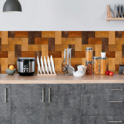 Crédence adhésive effet parquet bois 001