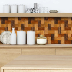 Crédence adhésive effet parquet bois 001