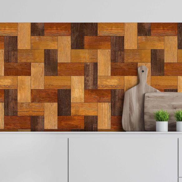 Crédence adhésive effet parquet bois 001