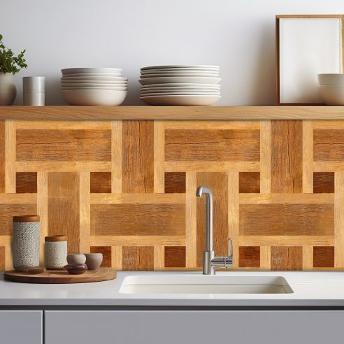 Crédence adhésive effet parquet bois 002