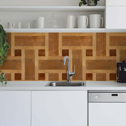 Crédence adhésive effet parquet bois 002