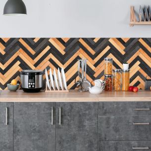 Crédence adhésive effet parquet bois 003