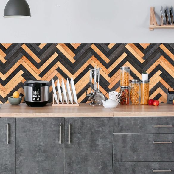 Crédence adhésive effet parquet bois 003