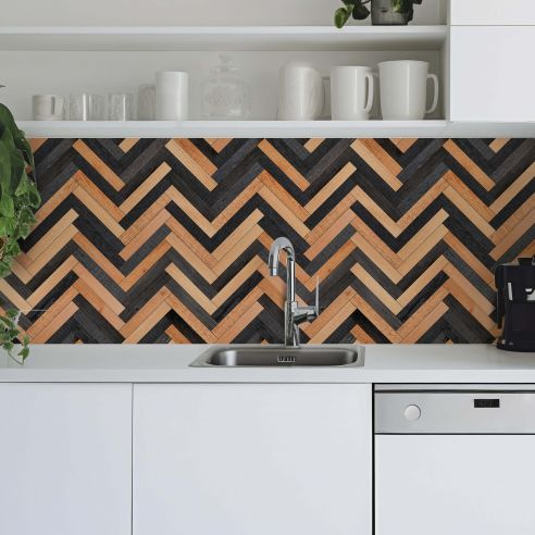 Crédence adhésive effet parquet bois 003