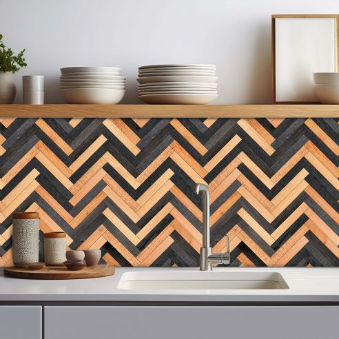 Crédence adhésive effet parquet bois 003