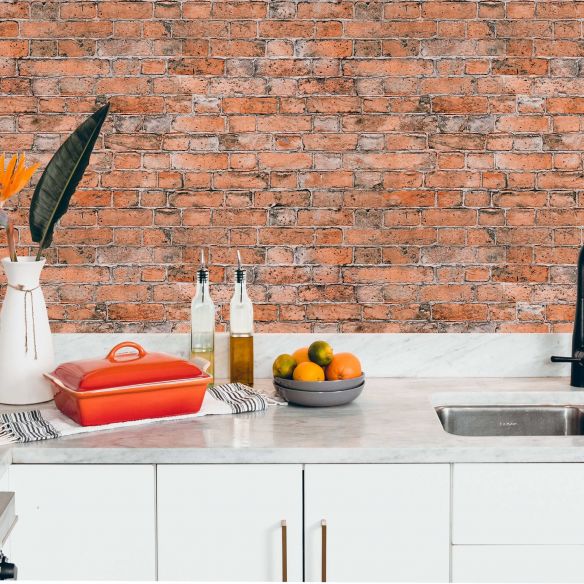 Crédence adhésive effet briques 002