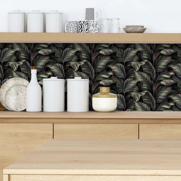 Crédence adhésive effet feuillage 001