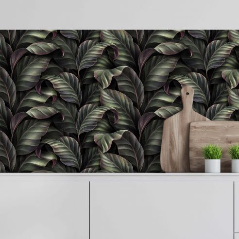 Crédence adhésive effet feuillage 001