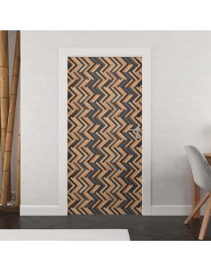 Sticker porte effet parquet