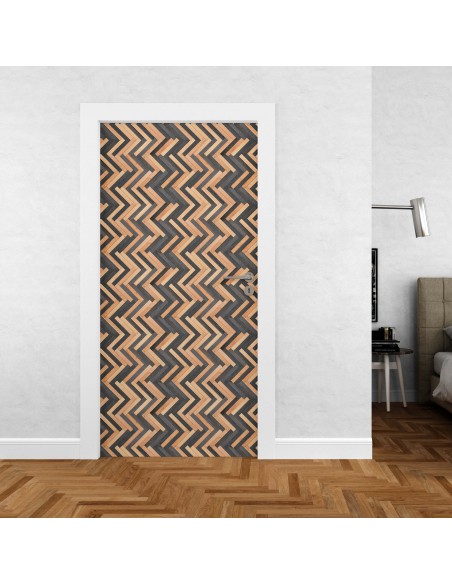 Sticker porte effet parquet