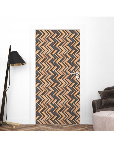 Sticker porte effet parquet