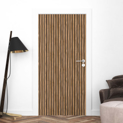 Sticker porte effet tasseaux bois 002