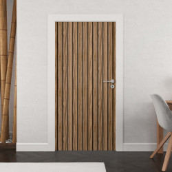 Sticker porte effet tasseaux bois 003