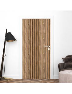 Sticker porte effet tasseaux bois 003
