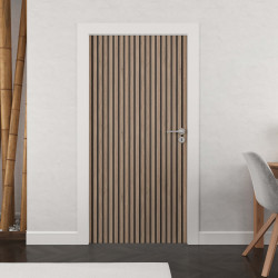 Sticker porte effet tasseaux bois 004