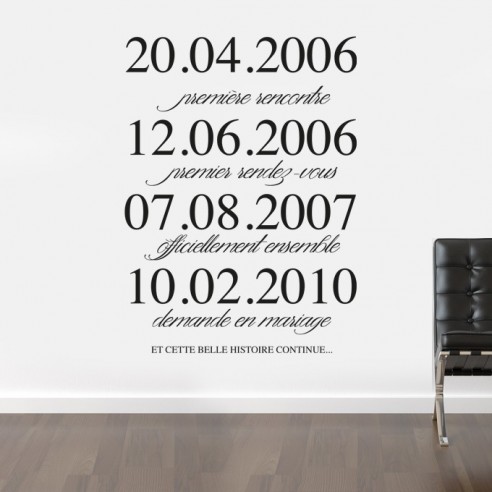 Sticker personnalisé dates et textes