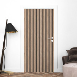 Sticker porte effet tasseaux bois 004