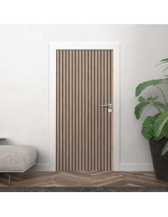 Sticker porte effet tasseaux bois 004