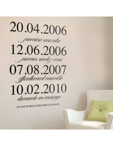 Sticker personnalisé dates et textes